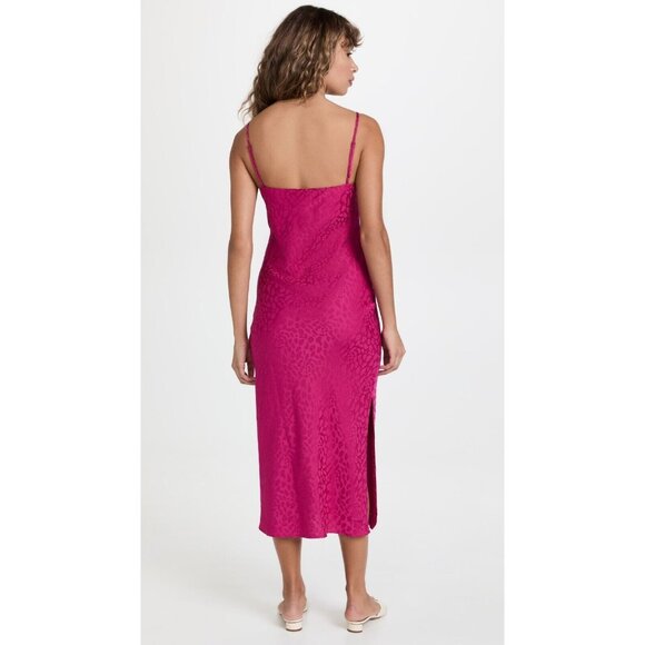 WAYF Slip Dress Elvira Midi Pink Leopard Print Sleeveless - Picture 3 of 16